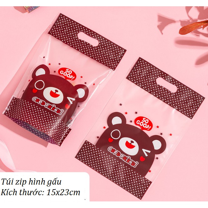Túi zip đựng bánh kẹo hình gấu nâu