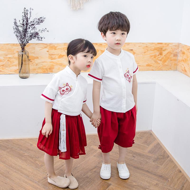 Bộ Đồ Hán Phục Hai Mảnh Phong Cách Trung Hoa Thời Trang Mùa Hè Cho Bé Gái 3-5 Tuổi