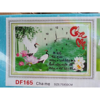 Tranh đính đá đồng hồ cha mẹ DF165