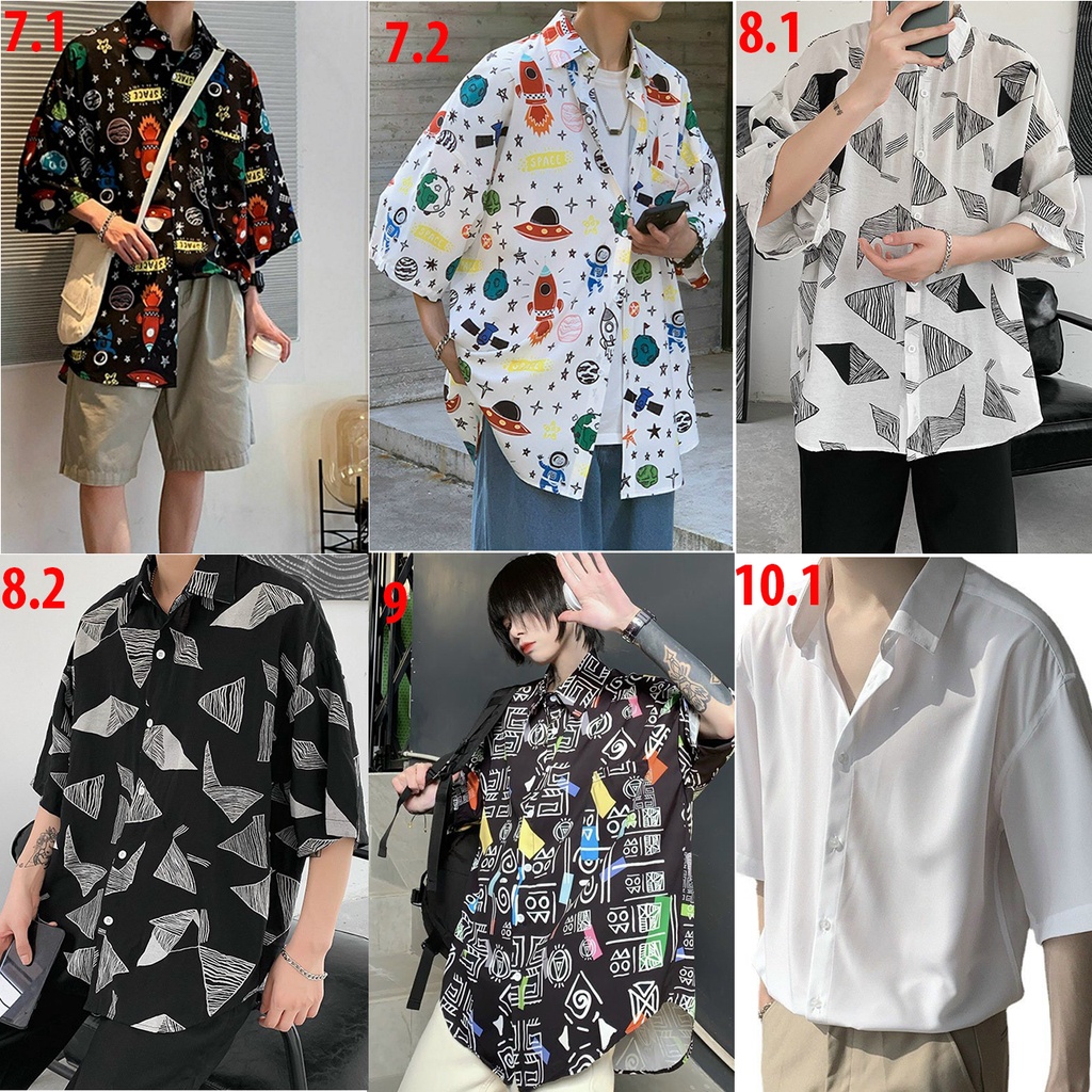 Áo sơ mi họa tiết nam nữ kiểu tay lỡ form rộng in hình, áo sơ mi unisex, áo sơ mi in hình cực hot
