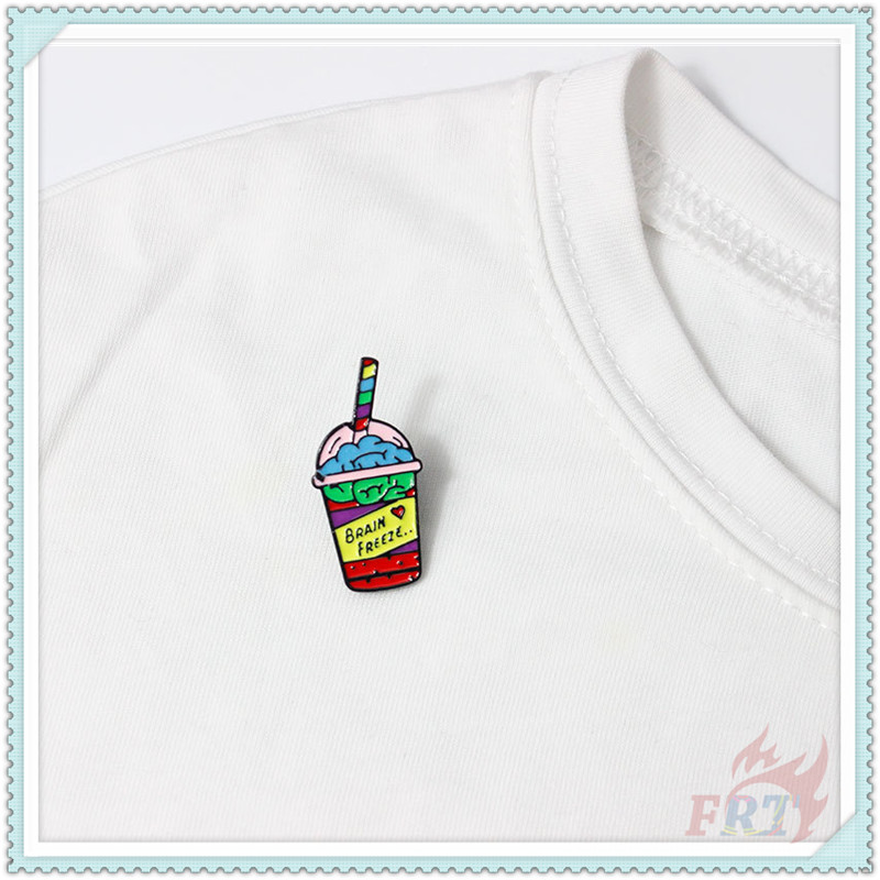★ Brain Freeze  - Ice Cream Drinking Brooches ★ 1Pc Rainbow Frappuccino Fashion Doodle Enamel Pins Backpack Button Badge Brooch