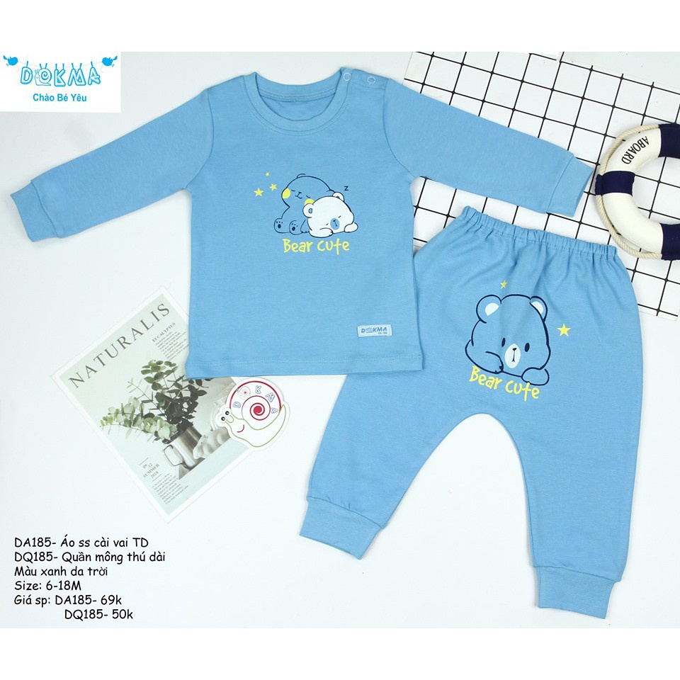 THANH LÝ - Bộ dài tay chất cotton dày Dokma cho bé 3-9 tháng tuổi DA185 DQ185