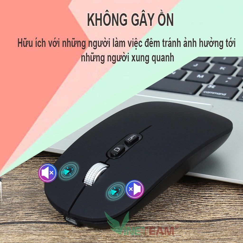 Chuột không dây HXSJ M103 wireless tự sạc pin siêu mỏng không gây tiếng ồn chuyên dùng cho Máy tính, Laptop,Tivi -dc4589