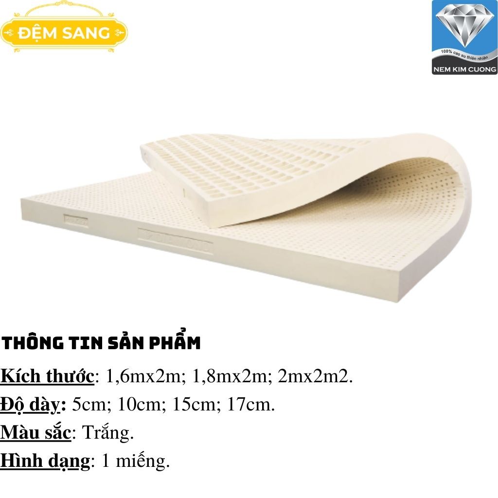 Nệm, Đệm cao su thiên nhiên xuất khẩu PRINCESS GOLD chính hãng Kim Cương ,giá tốt và bảo hành 10 năm CS104
