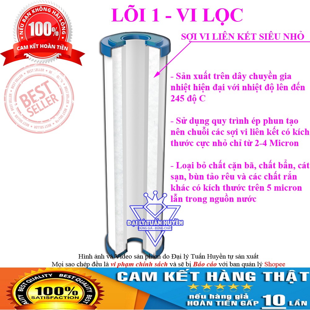 Bộ 3 Lõi lọc nước Karofi 1,2,3 chính hãng, dùng cho máy S-S038