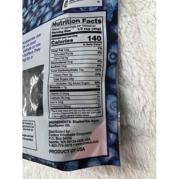 Việt Quất Sấy Khô Kirkland Signature  Blueberries 567g