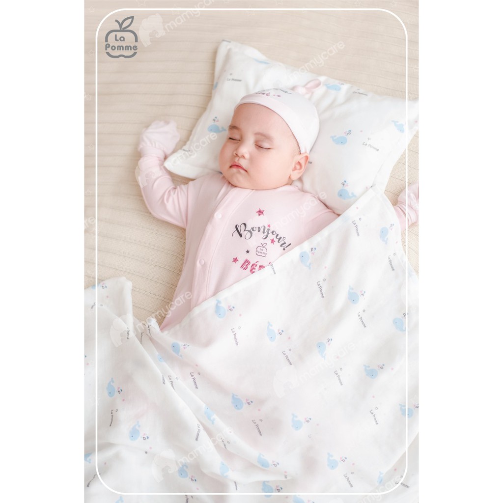 Gối đỡ đầu bo viền cho bé sơ sinh La Pomme sợi tre lụa kháng khuẩn họa tiết Funny Goose - MAMYCARE