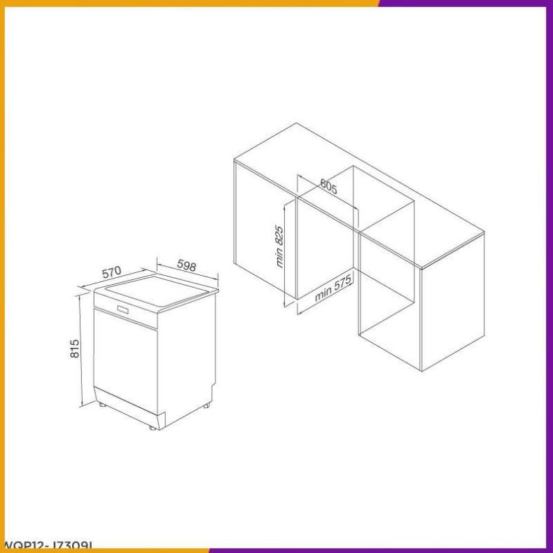 Máy rửa chén âm tủ Malloca WQP12 - J7309I , 7 chương trình rửa ( CHÍNH HÃNG PHÂN PHỐI )