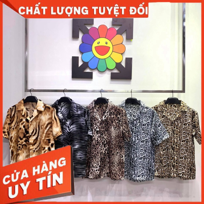 Áo sơ mi Nam nữ Da Beo Vải lụa không nhăn áo sơ mi tay lỡ cổ vest - Hàng nhập khẩu