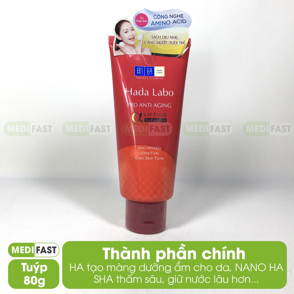 Kem rửa mặt Hada labo Pro Anti Aging 80g - Bổ sung Collagen - Chống lão hóa - dưỡng ẩm, hết khô sạm