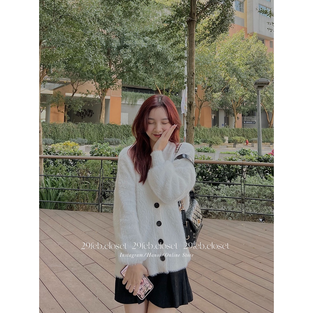 [Ảnh thật/Video] Áo khoác cardigan lông mượt mềm mịn dáng rộng - 29feb.closet | BigBuy360 - bigbuy360.vn