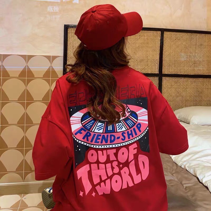 Áo Thun tay lỡ Unisex nam nữ  FRIENDSHIP OUT OF THIS WORLD 3 màu RÔ STORE AT09