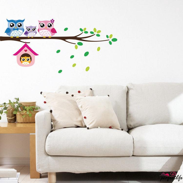Gương dán tường hình chim cú và cành cây
