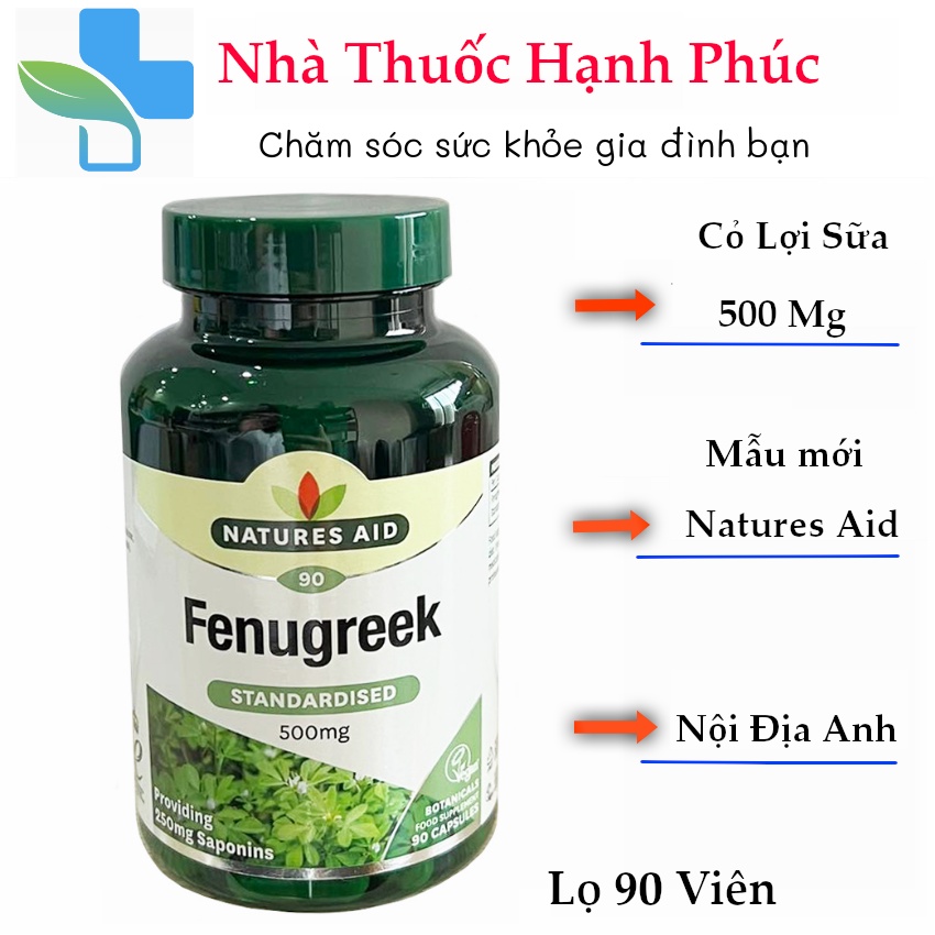 Cỏ Lợi Sữa Natures Aid Fenugreek 500mg - 90 viên - Nội Địa Anh - Mẫu mới