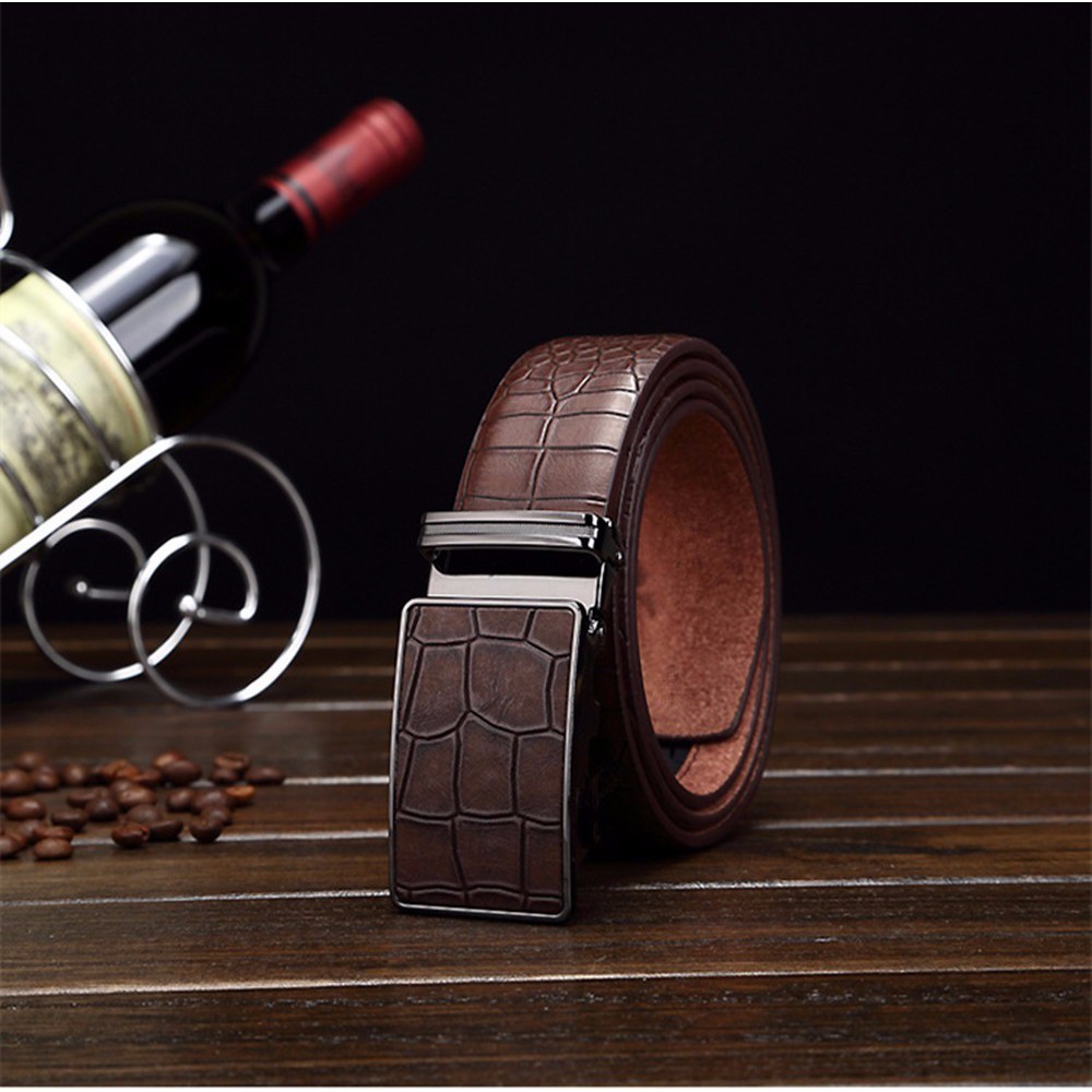 ( Hàng chất - Gía Ngất ) Dây nịt da vân cá sấu xịn - Khóa tự động phủ da nguyên miếng Hàng Hiệu