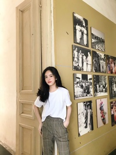 Ao crop & quần caro lưng thun
