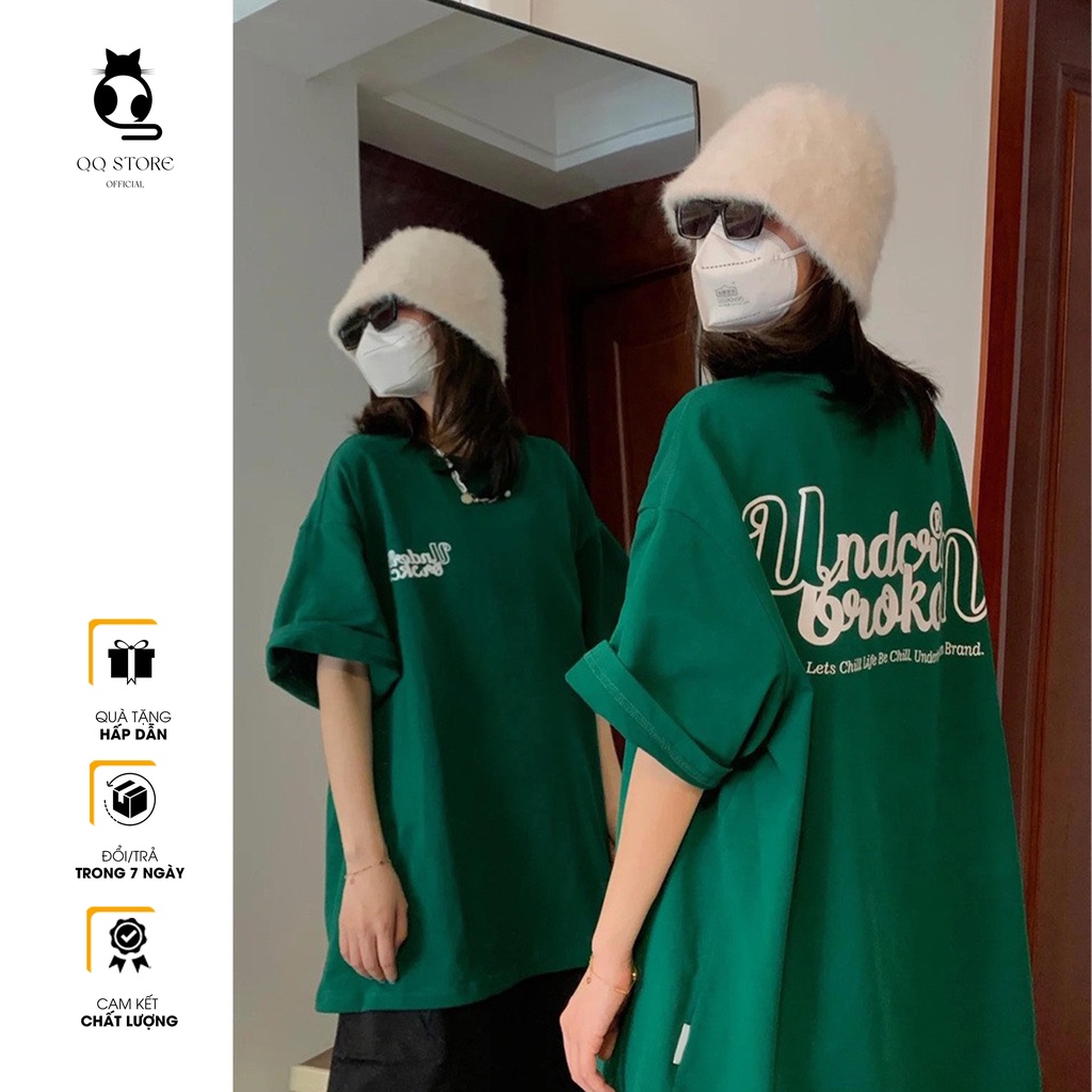 Áo Thun Tay Lỡ UNDERBROKEN Xanh Lá 100% Cotton, Áo Phông Rộng Mẫu Mới 2022 QQ Store