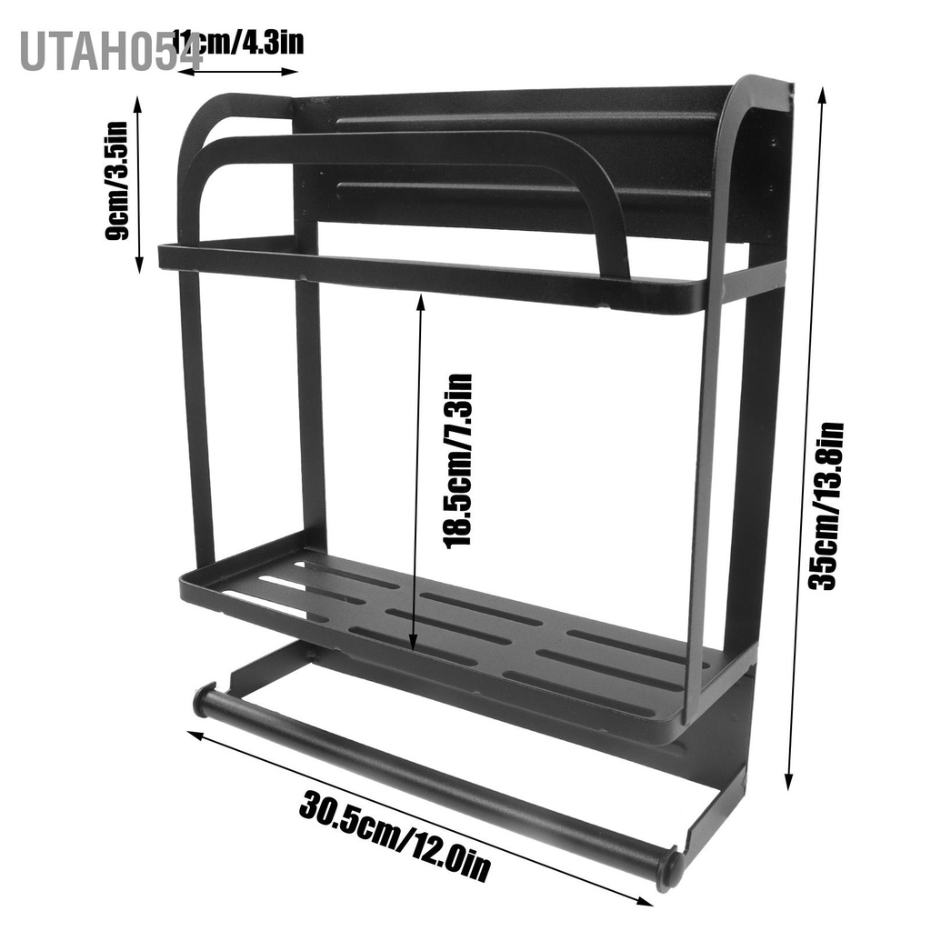 [Hàng Sẵn] Kệ tủ lạnh, Giá kệ treo tủ lạnh đa năng cao cấp , kệ hít tủ lạnh nam châm chắc chắn bằng thép không gỉ màu đen【Utah054】