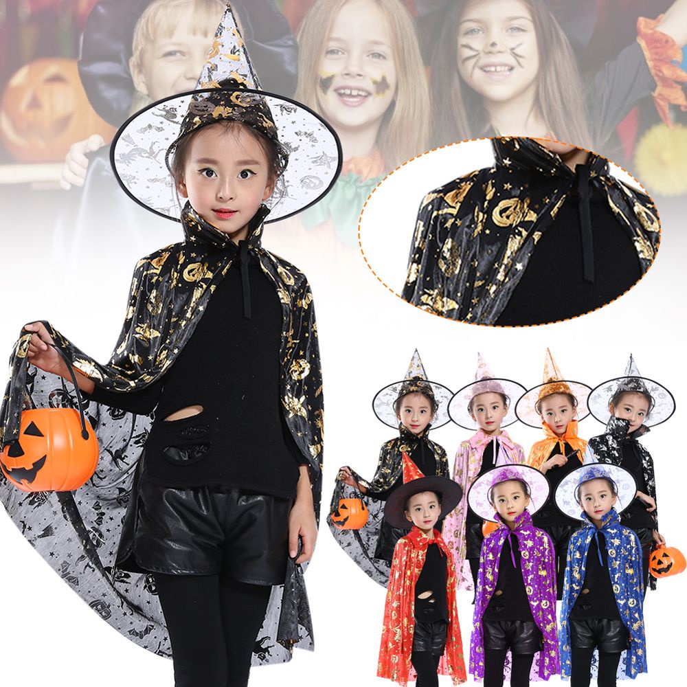 Bộ trang phục hóa trang Halloween thành phù thủy họa tiết bí ngô nhiều màu sắc vui nhộn phong cách Gothic