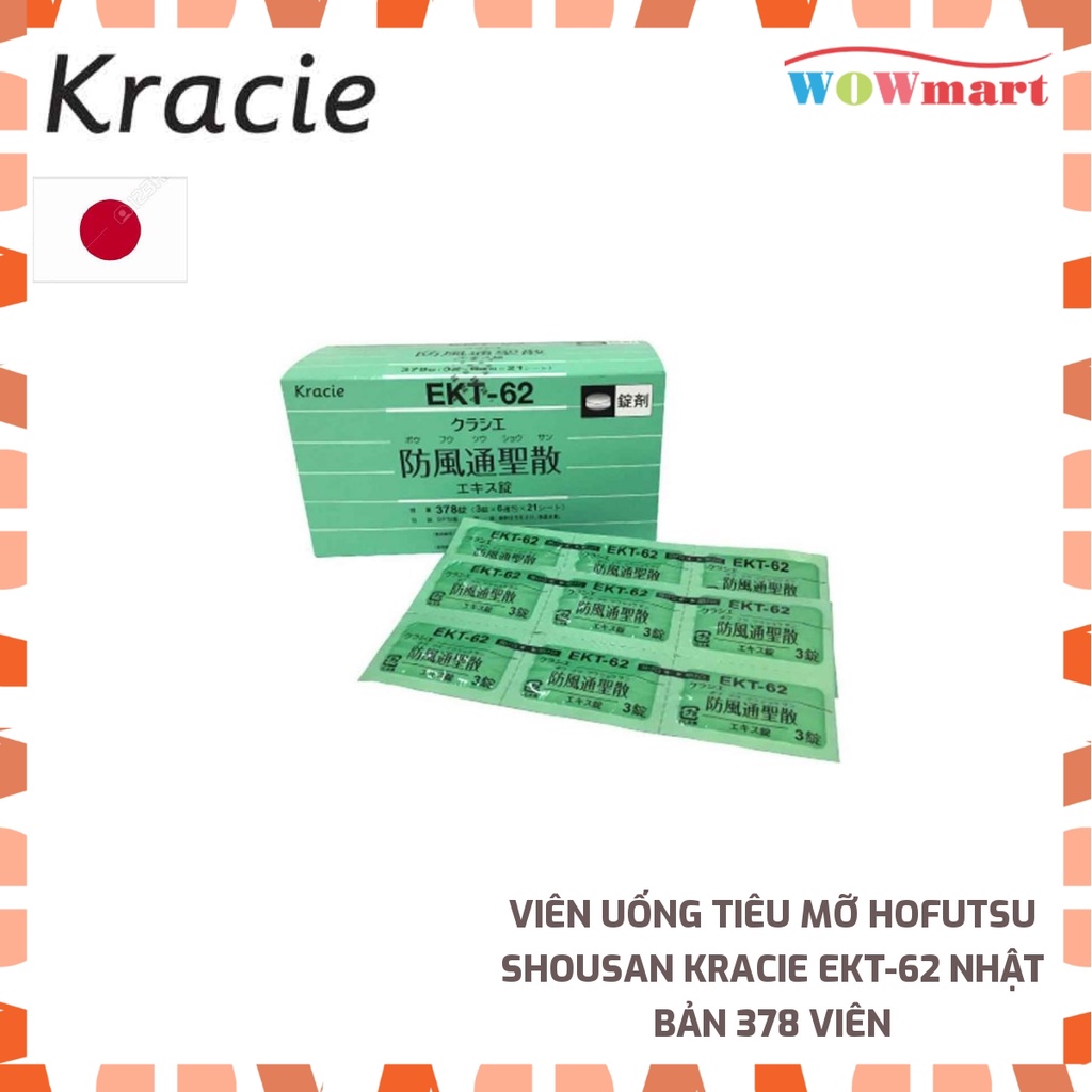 Viên uống tiêu mỡ Hofutsu Shousan Kracie EKT-62 Nhật Bản 378 viên