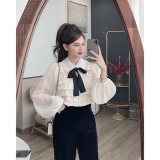 Áo sơmi cổ nơ dài tay ❤️ freeship