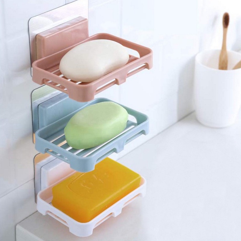 1 Giá Để Xà Phòng Một Tầng Không Cần Đục Lỗ Tự Dính Không Để Lại Dấu Vết Màu Sắc Ngẫu Nhiên