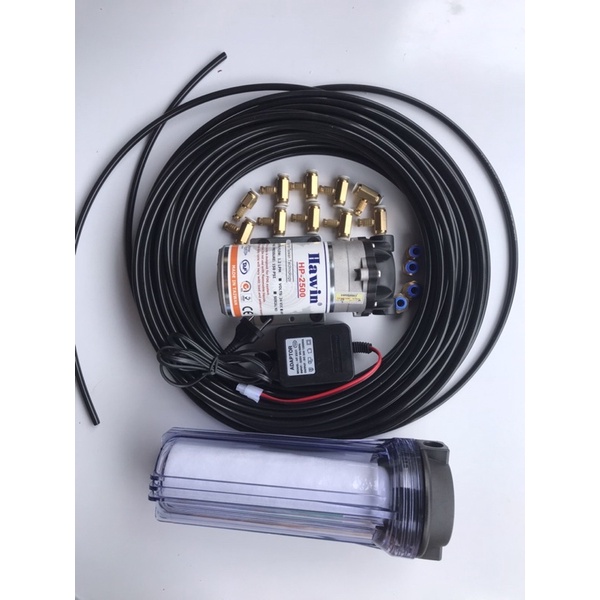 bộ 10 béc Hawin và lọc thô và 15m dây béc đầy đủ