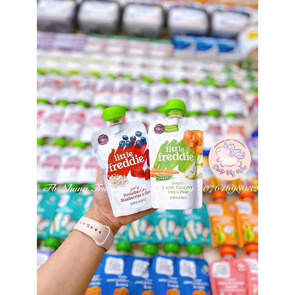 [SHIP AIR] Túi ăn dặm hoa quả/rau củ nghiền, sinh tố hữu cơ Little Freddie cho bé từ 6 tháng 100g