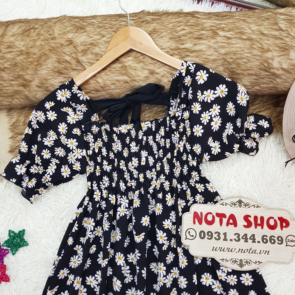 Đầm Hoa Cúc Nhí Thắt Nơ Sau Địu Đà | BigBuy360 - bigbuy360.vn