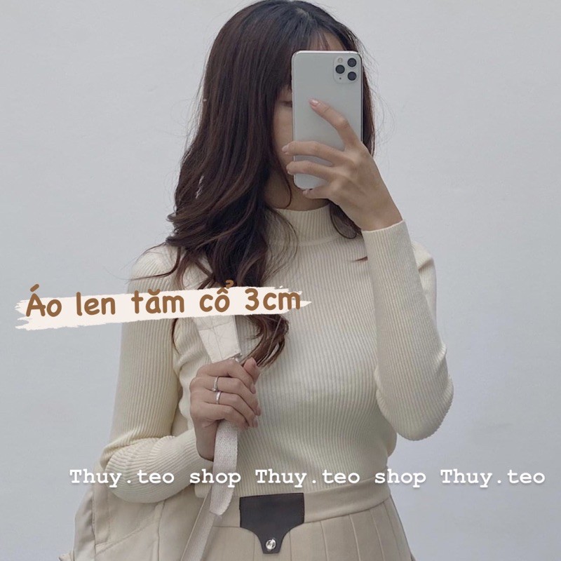 [ CHẤT ĐẸP ÁO LEN TĂM CỔ 3 PHÂN CAO CẤP CO GIÃN