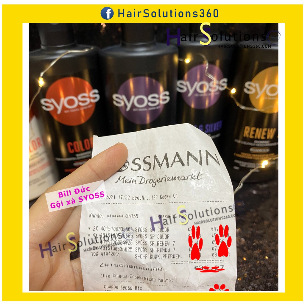 Dầu gội xả tím khử vàng Syoss Đức - Hairsolutions360