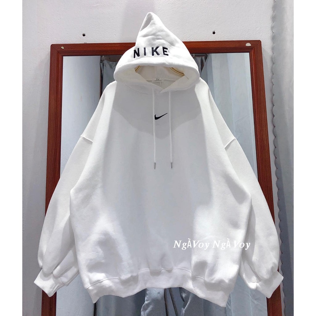ÁO HOODIE NK CÓ CHỮ TRÊN MŨ MÀU ĐEN VÀ TRẮNG | BigBuy360 - bigbuy360.vn