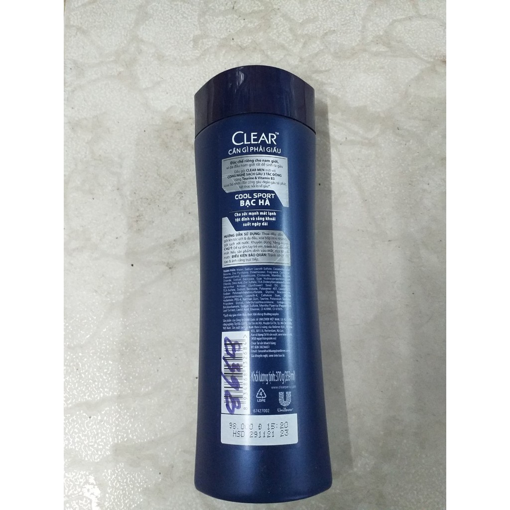 Dầu gội Clear Men sạch gàu 370g