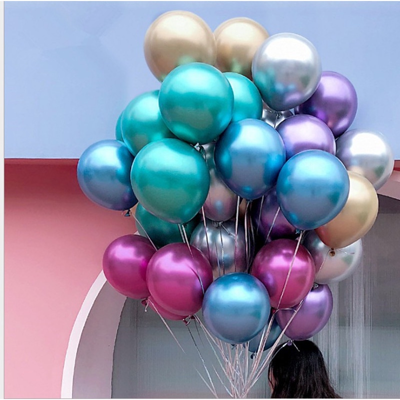 Sét 10, 30, 50 Bóng Chrome Siêu Nhũ 10 inch 30cm Trang Trí Sinh Nhật Tiệc Cưới