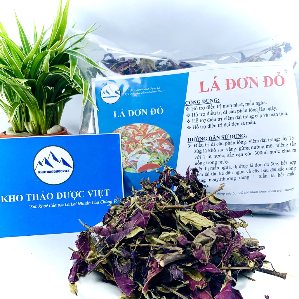Lá Đơn Đỏ Khô, thơm, sạch hàng chất lượng tốt 500g