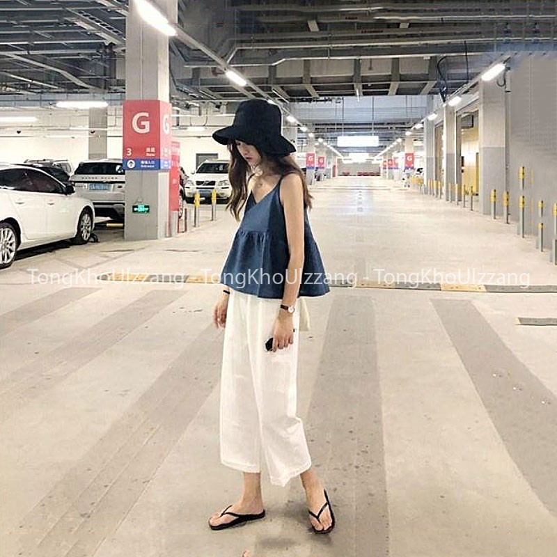 Quần Culottes nữ vải đũi xước mềm mát - nhẹ nhàng - STYLE ULZZANG Hàn Quốc - Phối đồ cực xinh với áo Phông và Áo 2 dây