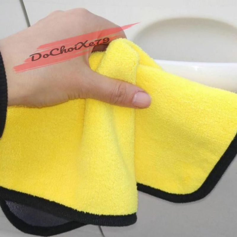 Khăn Lau Đa Năng Microfiber 2 Mặt Vàng Xám Siêu Thấm Chuyên Dụng Cho Ô Tô Xe Hơi xe máy