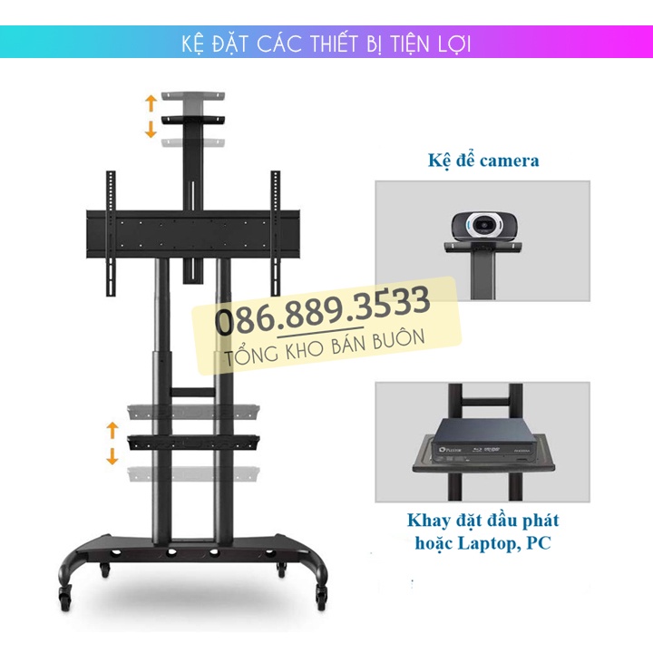 Giá Treo Tivi Di Động NB AVA1800 55 - 90 Inch - Kệ Khung Treo Tivi Di Chuyển NB AVA1800-70-1P - Chuyên Hội Nghị