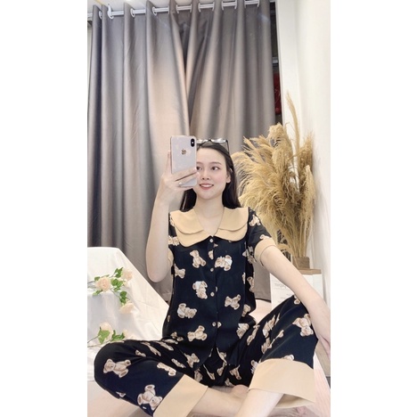 Bộ pijama Cổ sen 2 lá tay ngắn quần dài