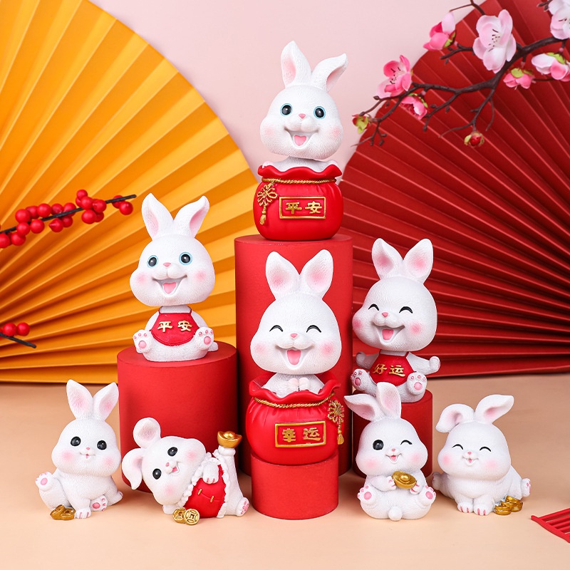 Phụ Kiện Trang Trí Để Bàn Hình Thỏ Con Bằng Nhựa Dễ Thương Xinh Xắn