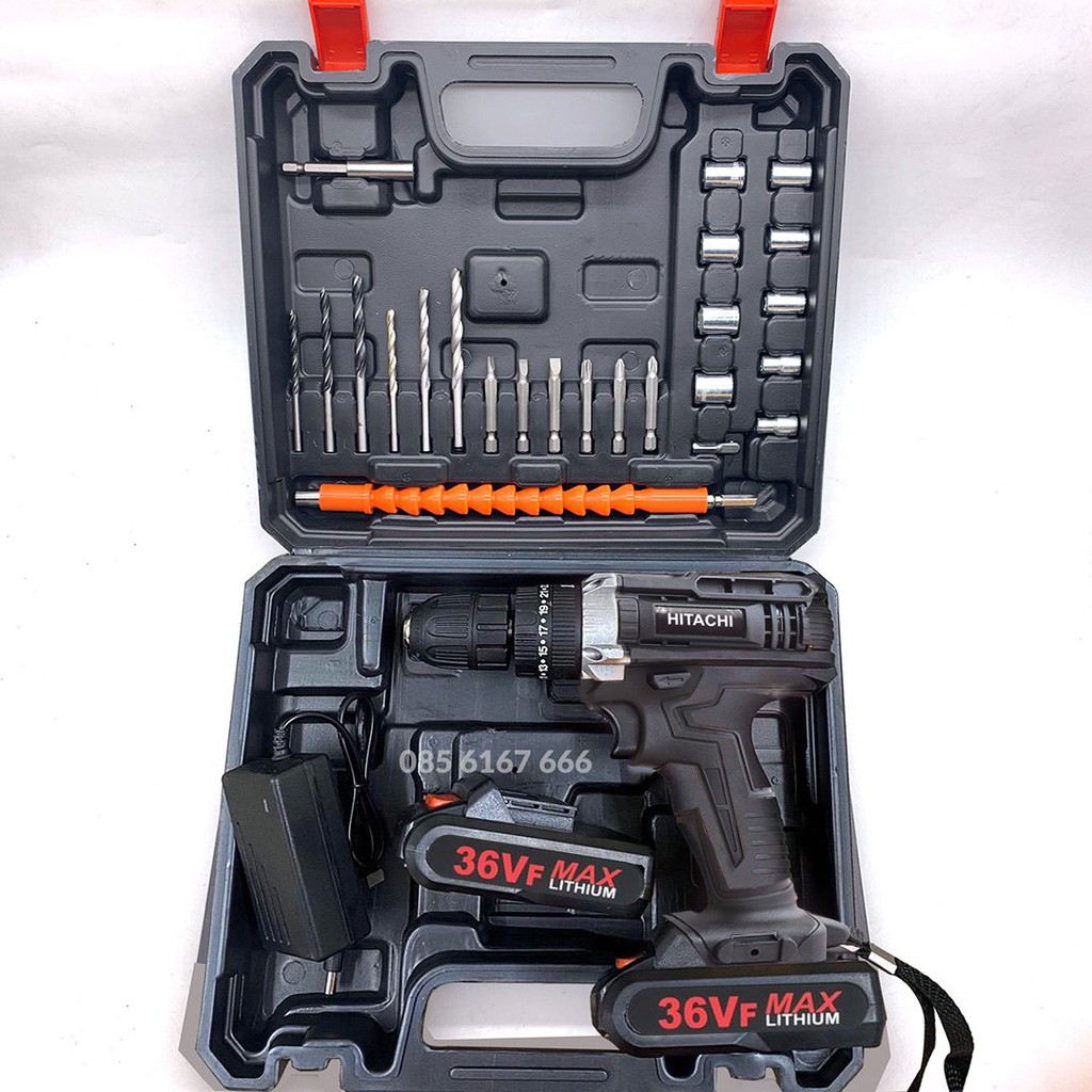 Máy Khoan Pin Hitachi 36V 2 Pin – 3 chức năng – Tặng Bộ Phụ Kiện 24 Chi Tiết bảo hành 12 tháng