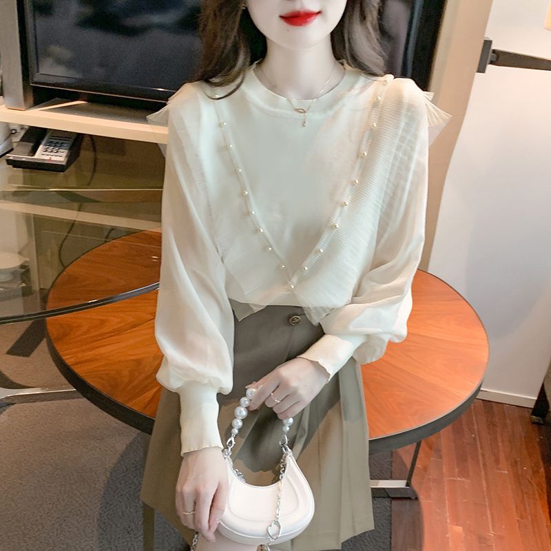 Áo Dệt Kim Chiffon Tay Dài Phối Bèo Đính Hạt Thiết Kế Thanh Lịch Cho Nữ  tao bao