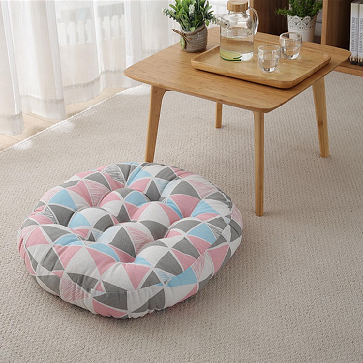 Cotton and linen fabric cushions, round yoga futon cushions, simple and fresh homestay tatami bay window cushi