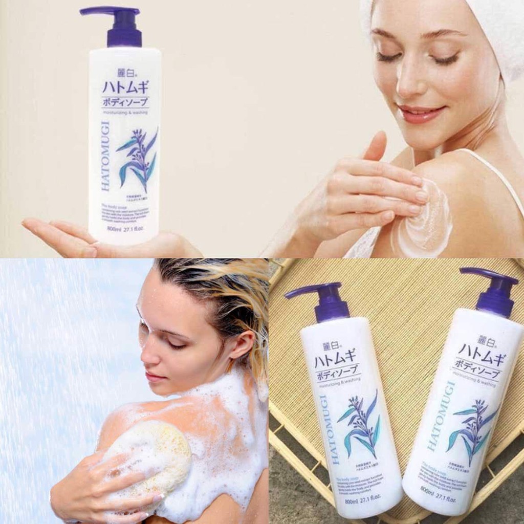 [Chính Hãng] Sữa Tắm Dưỡng Da Hatomugi Moisturizing Washing Hạt Ý Dĩ Nội Địa Nhật 800ml - Luxy Cosmetics
