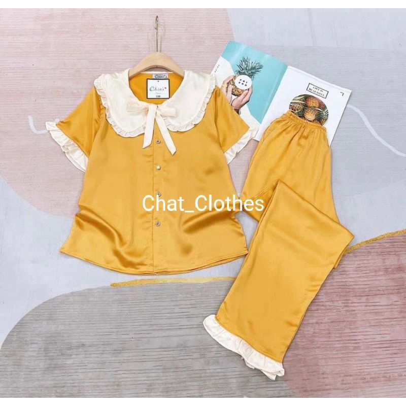 Bộ pijama lụa bèo [BÈO - TAY CỘC - QUẦN DÀI ] siêu xinh kèm ảnh thật