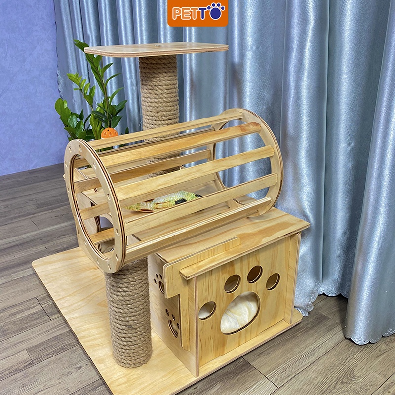 Cat Tree - Nhà Cây Cho Mèo 1 TẦNG BẰNG GỖ lắp ráp dễ dàng Giá Rẻ CH006