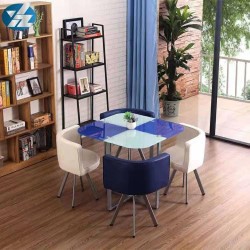 Bộ bàn ăn kính cường lực 4 ghế bọc da PU Xfurniture TC004 - hàng nhập khẩu