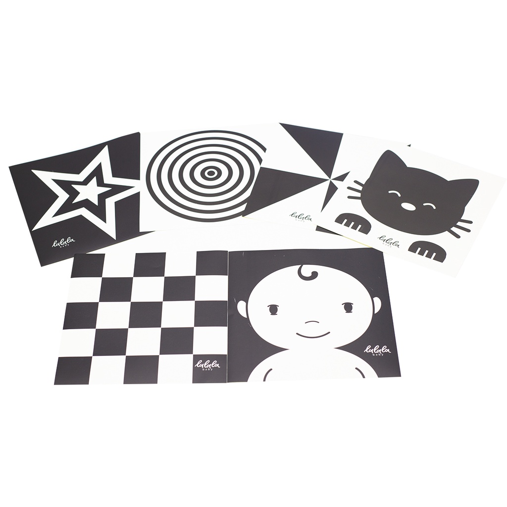 Bộ 6 thẻ đen trắng và sắc màu dán tường kích thích thị giác cho bé sơ sinh giúp bé phát triển toàn diện Homedy Kids