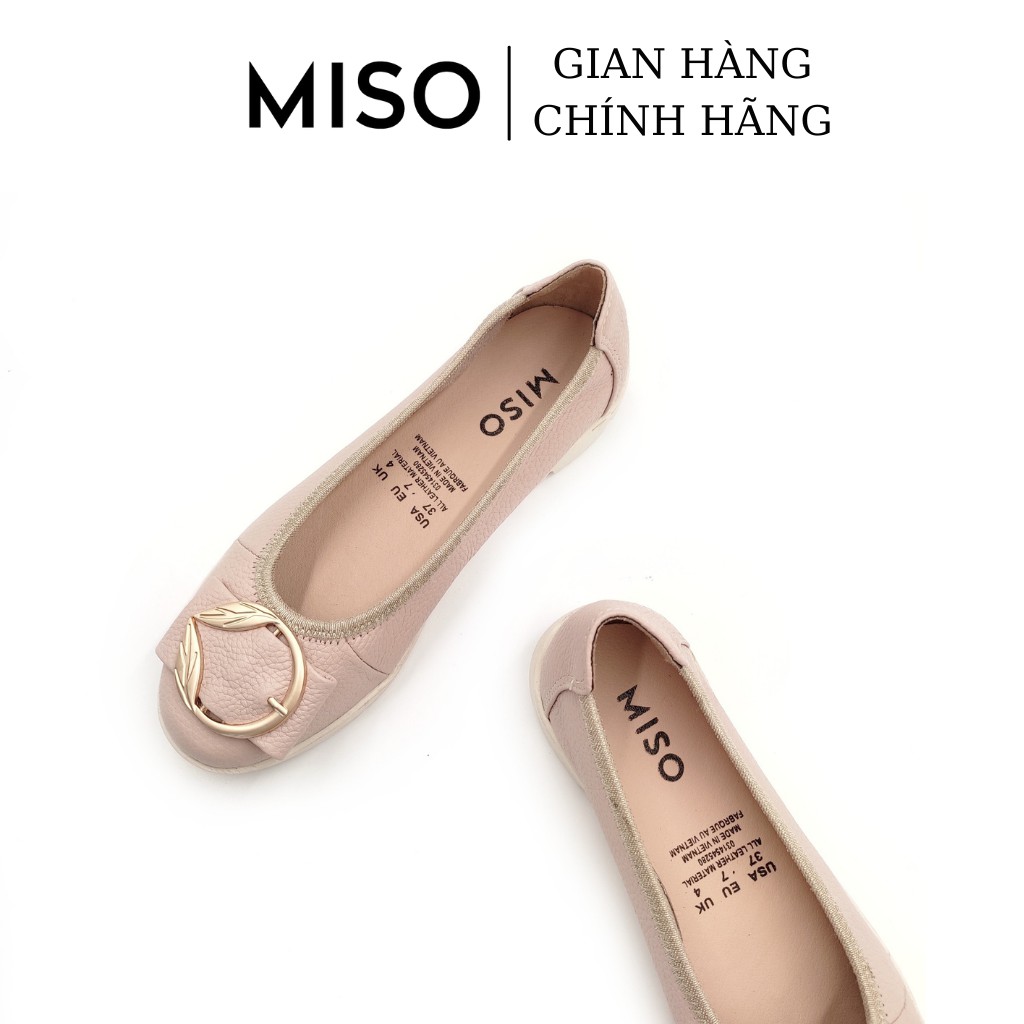 Giày búp bê nữ mũi tròn basic da thật êm mềm phối khoá độc đáo đi làm đi chơi MISO M020