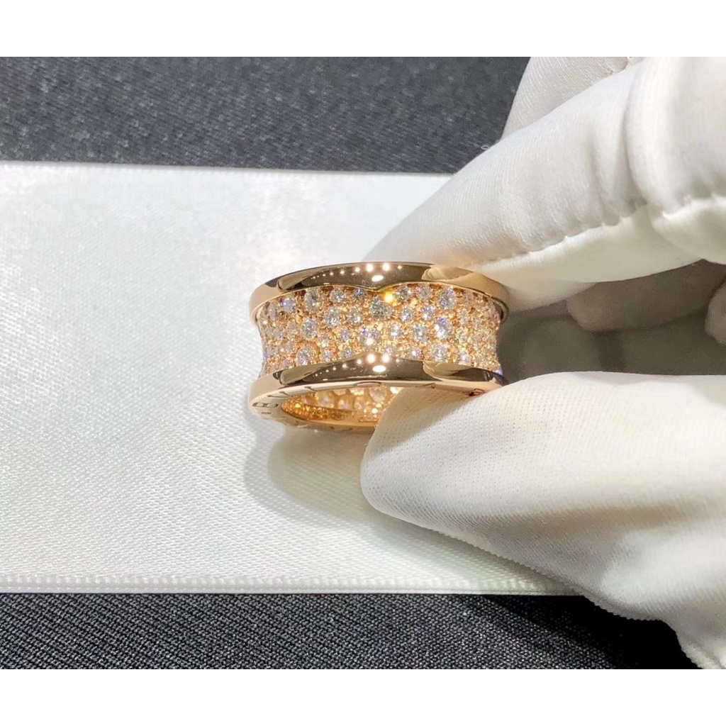 2023 Nhẫn lò xo vàng hồng nạm kim cương